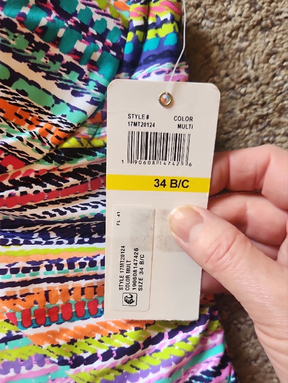Anne Cole Multicolor Striped Bikini Top with Purple Trim - Picture 3 of 11
